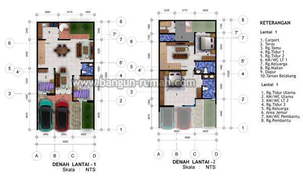  Desain  Rumah  2 Lantai di Lahan 8  x  15  M2 BRP 805 