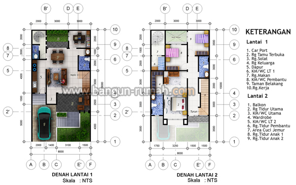 Desain Rumah  Minimalis 2 Lantai di Lahan 8  x  15  M2 