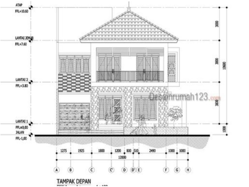 Desain Rumah Hook 12 X 20 M2 Dua Lantai Gaya Tropis Desain Rumah