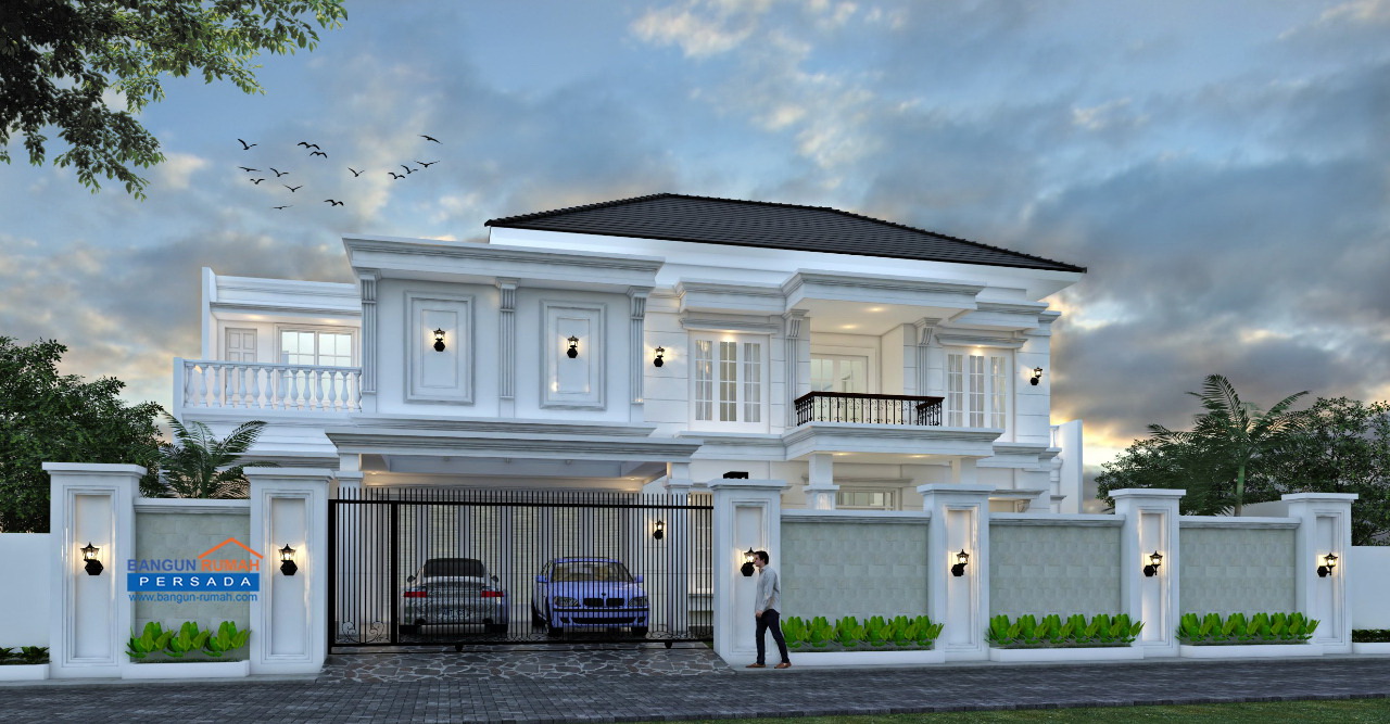 Desain Rumah Klasik Moderen 2 Lantai Di Lahan 21 X 26 M2