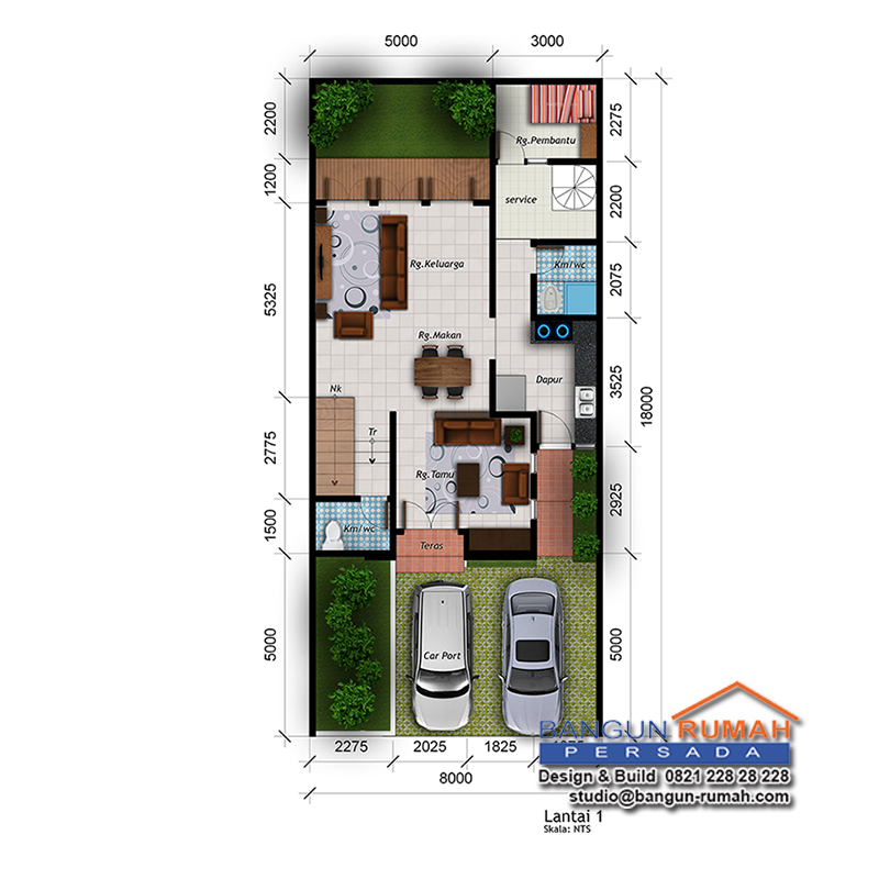 Desain Rumah 2 Lantai di Lahan 8 x 18 M2 RM 801 2 LT 