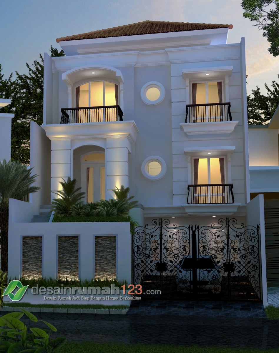 Desain Rumah Klasik Modern 3 Lantai Di Lahan 10 x 21 M2