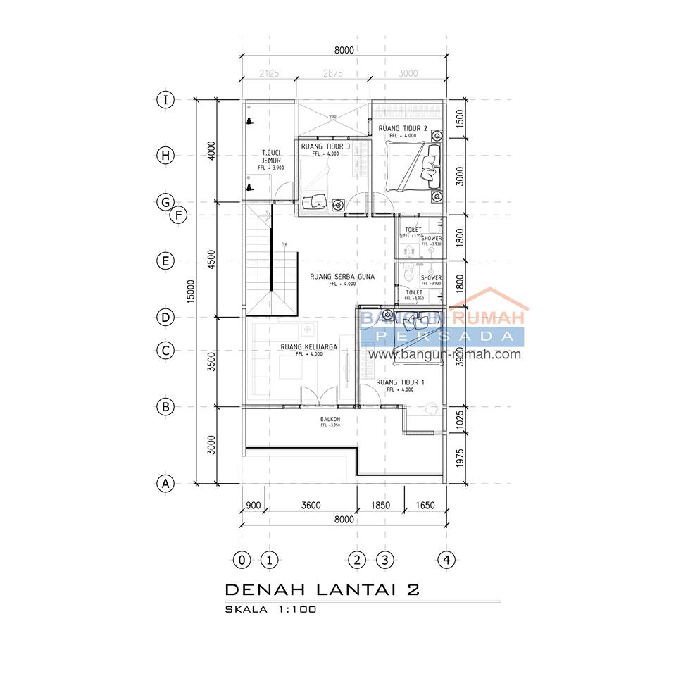 Desain Rumah 8 x 15 M2 2 Lantai 4 Ruang Tidur ~ Desain Rumah Online