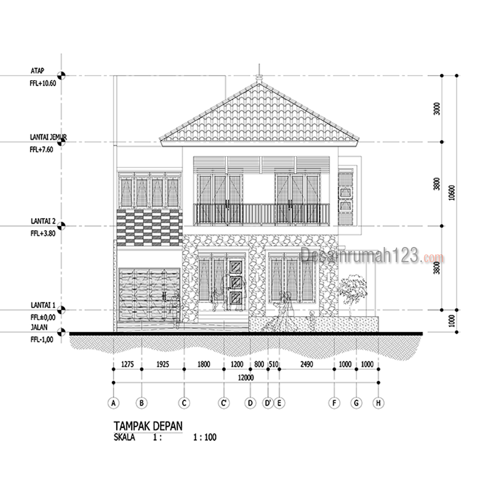 Desain Rumah Hook 12 X 20 M2 Dua Lantai Gaya Tropis Desain Rumah Online