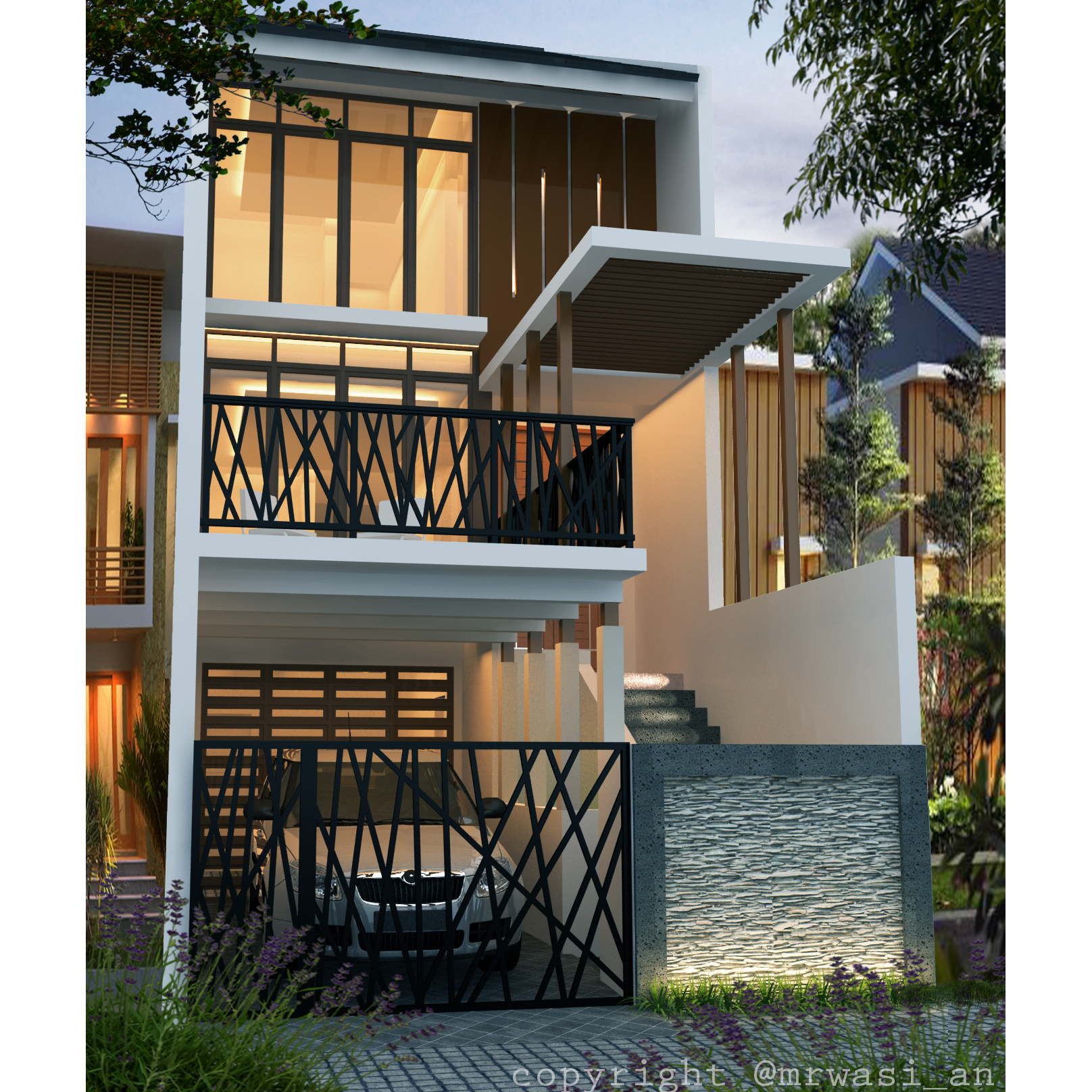 Desain Rumah 5 x 20 M2 Minimalis Tiga Lantai ~ Desain Rumah Online