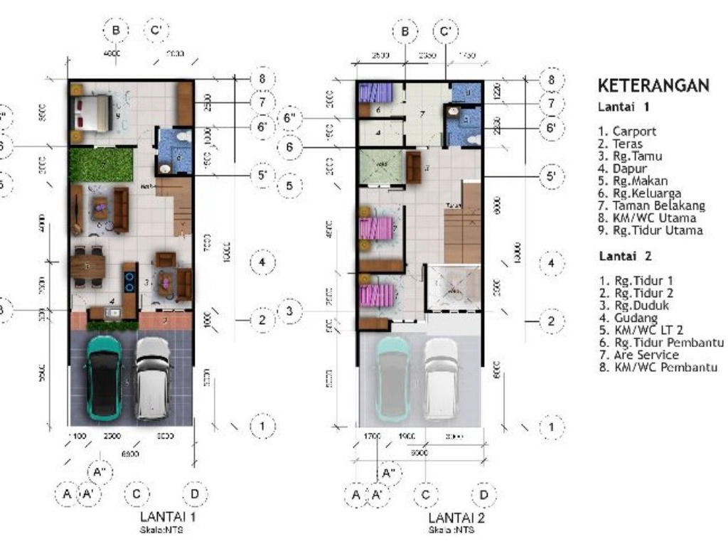 Desain Rumah 6 X 18 M2 Dua Lantai Ada Taman Indoor Desain Rumah Online